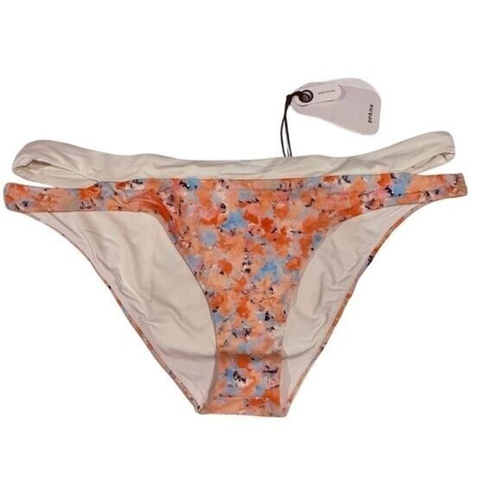Prana Womens Sugar Shore Impression Floral Bikini Bottom L Pool Beach Vacation